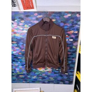 Alpinestars Kids Brown Full Zip Track Jacket Blue Logo Mock Neck Size M